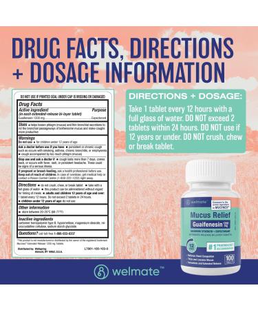 WELMATE Respiratory Relief Bundle: Maximum Strength Guaifenesin 1200 Mg Mucus Relief (100 Bi-Layer Tablets) + Phenylephrine HCl 10 mg Nasal Decongestant PE (200 Tablets) Sinus Cold & Allergy Support - Buy Online on GoSupps.com