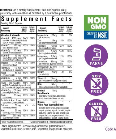 Bluebonnet Nutrition Ladies ONE Prenatal - Whole Food-Based - 30 Vegetable Capsules - Buy Online on GoSupps.com