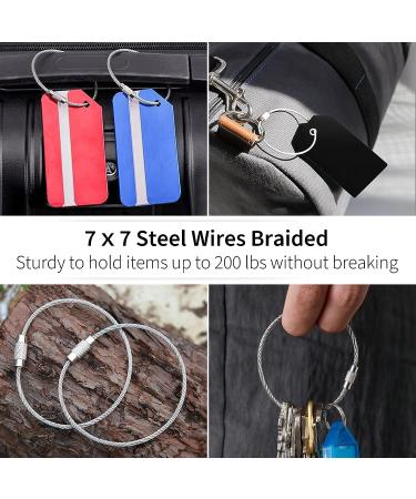 Pawfly 6 Inch Wire Keychain Cable - Heavy Duty Stainless Steel Key Ring Loop Holder - 10 Pack - Buy Online on GoSupps.com