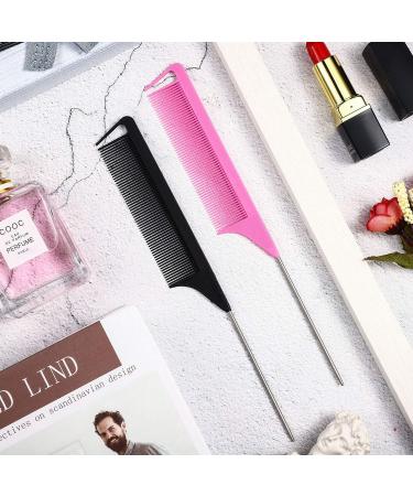 12-Piece Braiding & Styling Comb Set with Stainless Steel Pintail - Black Pink - Buy Online on GoSupps.com