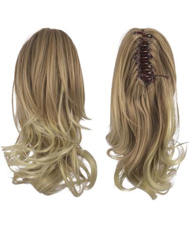 Sofeiyan 13 Long Curly Ponytail Extension | Dark Blonde to Bleach Blonde | Clip-in Claw Hairpiece for Women - Buy Online on GoSupps.com