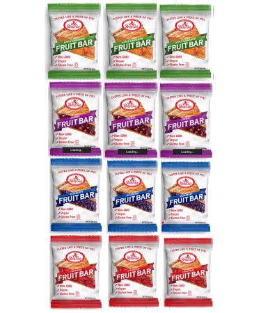 Betty Lou's Fruit Bars 4 Flavor Variety Pack (Apple, Blueberry, Strawberry and Cherry - Pack of 12)