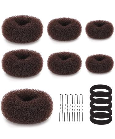 Asltw 37 Pieces Hair Styling Kit Set  Donut Bun Maker  Hair Ring Style Bun Maker Set for Making DIY Hair Styles Black Magic Hair Twist Styling Accessories for Girls or Women (Brown)