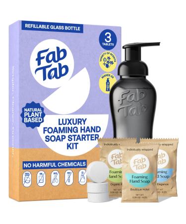 Luxury Foaming Hand Soap Kit 1 Exquisite Glass Bottle with 3 Kids and Pet Friendly Refills Immerse Your Senses in Pure Elegance Citrus Blossom Fig and Boutique Hotel-Inspired Fragrance SINGLE
