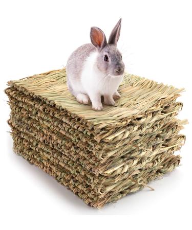 Yesland 12 Pack Woven Bed Mat for Rabbits - Grass Mat & Bunny Bedding Nest - Rabbit Bed and Natural Chew Toy Bed for Guinea Pig Chinchilla Squirrel Hamster Cat Dog and Small Animal