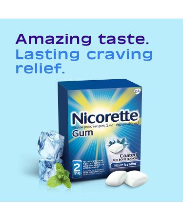 Nicorette 2mg Nicotine Gum - White Ice Mint Flavored, 160 Count | Quit Smoking Aid - Buy Online on GoSupps.com