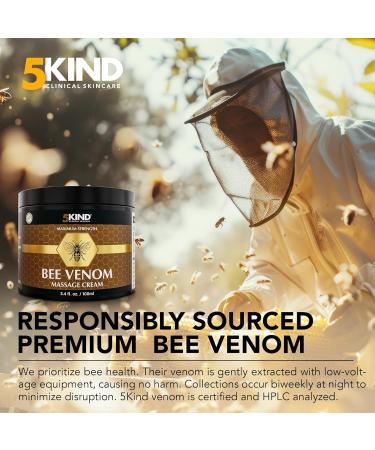 5kind Maximum Strength Bee Venom Cream - Naturally Massage Joints & Muscles Lower Back Knee Neck Shoulder Hip & Feet - Responsibly Sourced Premium Bee Venom Cream 3.4 Fl Oz - Buy Online on GoSupps.com