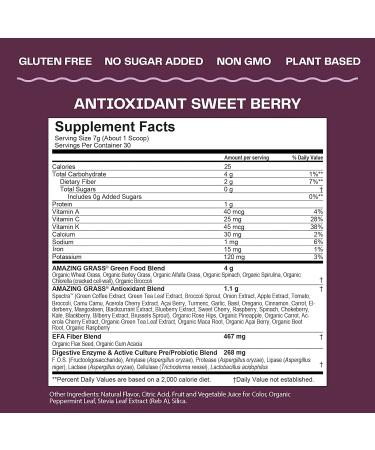 Buy Amazing Grass Greens Blend Antioxidant Super Greens Powder with Spirulina - 30 Servings - Buy Online on GoSupps.com