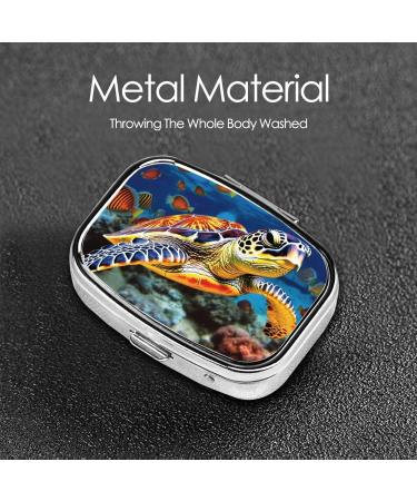 Colorful Sea Turtle Pill Case | 2 Compartment Small Travel Pill Box Organizer for Purse & Travel Gifts - Buy Online on GoSupps.com
