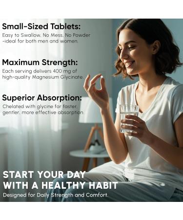 400 mg Pure Magnesium Glycinate 180 Tablets Non Buffered High Absorption Non-GMO Promotes Cardiovascular Health for Stress Relief, Sleep, Heart Health, Ease Muscles, Calm Headaches, Nerves 1 Count (Pack of 1) - Buy Online on GoSupps.com