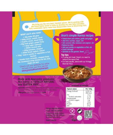 Green Saffron Indian Korma Curry Powder - Mild - 100% Natural Spices - Gluten Free - 3x25g Sachets - Buy Online on GoSupps.com
