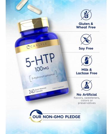 Carlyle 5-HTP 100mg - 240 Capsules | Non-GMO & Gluten-Free | Enhance Mood & Sleep | International Shipping Available - Buy Online on GoSupps.com