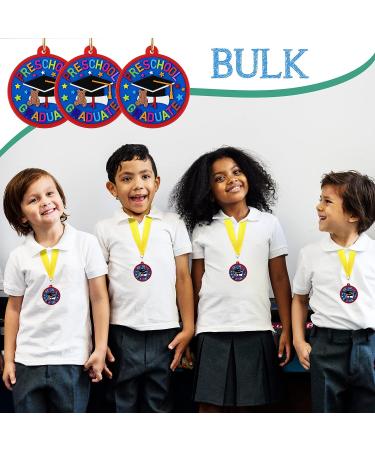 24 Pcs Kindergarten Preschool Graduation Medals with Yellow Neck Ribbon - 2 Inch | Kids Graduating Award Medals for Students Party Favors - Buy Online on GoSupps.com