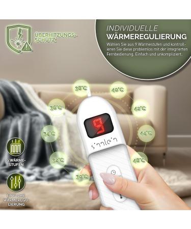 Sinnlein Electric Heating Ceiling 160x120cm | T V S d GS Certified | 9 Temperature Levels | Cuddly Blanket for Bed & Sofa | Automatic Switch-Off & Digital Timer - Light Gray - Buy Online on GoSupps.com