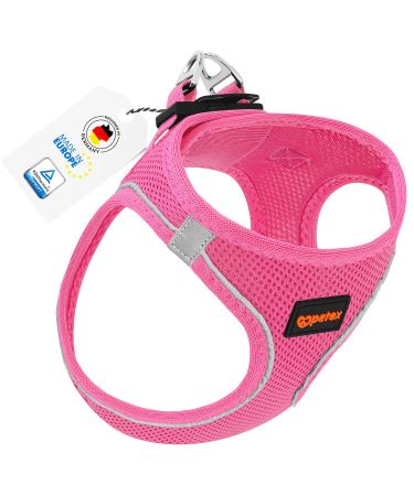 Petex dog harness for small & medium -sized dogs - TUV tested - Made in Europe - puppy dishes with Air Mesh technology - reflective and breathable - breast dishes for dog - dog harness pink 3xs