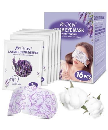 16 Packs Eye Masks for Dark Circles and Puffiness Disposable Soothing Headache Relief Dry Eyes, Stress Relief Relief Eye Fatigue Steam Eye Masks (Lavender)