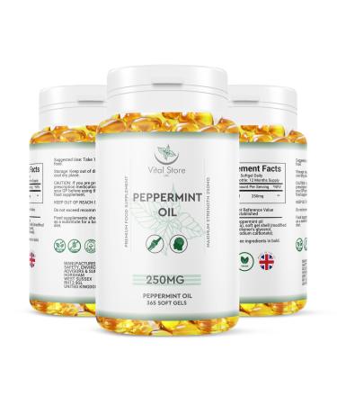 Peppermint Oil 250MG - 1 Year Supply 365 Vegan Peppermint Oil Softgels - High Strength Peppermint Vegan Softgels 365ct