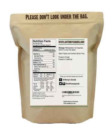 Anthony's Organic Ground Cumin 1 lb - Gluten-Free, Non-Irradiated, Keto-Friendly - Buy Online on GoSupps.com