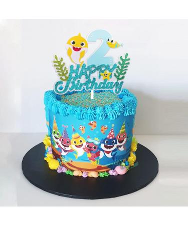Cartoon Shark Baby 2 Cake Topper 2nd Birthday Boy Girl - Shark Cake Topper 2 for Baby Kids Second Birthday Shark Theme Party Decorations Supplies Blue - Buy Online on GoSupps.com