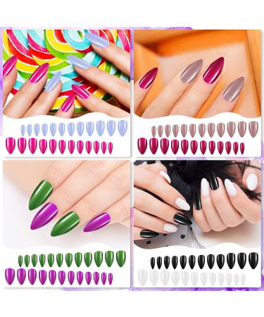 576 Pieces 24 Colors Medium Glossy Press on Nails Kit with Glass Nail File - Stiletto Patterns - Buy Online on GoSupps.com