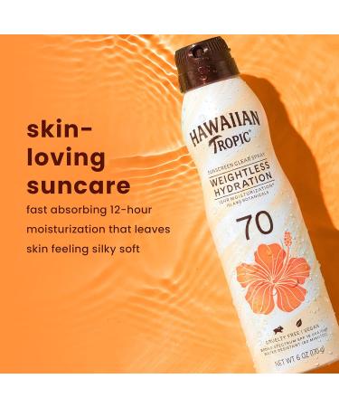 Hawaiian Tropic Weightless Hydration SPF 70 Spray Sunscreen - Oxybenzone Free 6oz | Best Body Sunblock for All Skin Types - Buy Online on GoSupps.com