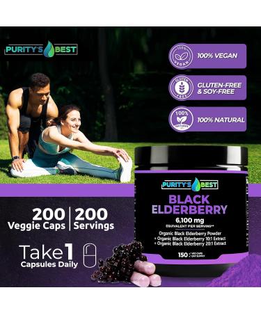 Purity s Best Black Elderberry Powder 6100mg Equivalent per Serving 150 Vegan Capsules Immune & Antioxidant Support Non-GMO Gluten-Free 100% Vegan Made in USA - Buy Online on GoSupps.com