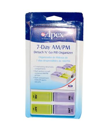 Apex 7-Day AM/PM Detach N' Go Pill Organizer Purple & Green 1 ea