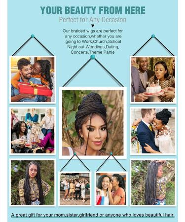 AMEILY 36 Kontless Box Braided Wig for Black Women - Clearance Sale | Heat Resistant Synthetic Lace Front Cornrow Braids Wig | 13x6' Lightweight & Natural Look | 1B - Buy Online on GoSupps.com