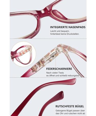 Lanomi Women's Cat Eye Reading Glasses with Blue Light Filter - Floral Design Visual Aid 1.0 to 4.0 Diopters - Buy Online on GoSupps.com