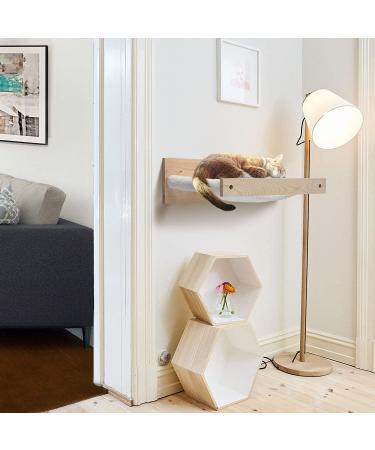 COZIWOW Wall Mounted Cat Hammock Bed - Sturdy Kitty Shelf for Sleeping & Playing | Premium Kitten Furniture - Holds up to 22 lbs | White Flannel - Buy Online on GoSupps.com