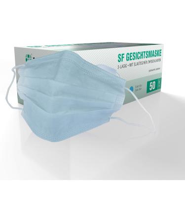 Buy SF Mundschafts 50-Pack Medical Surgical Masks - EN 14683 Certified 3-Layer Disposable Face Masks for Mouth & Nose Protection - Buy Online on GoSupps.com