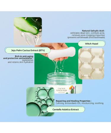 YADAH Cactus Toner Pads 5.07 oz - Cruelty Free Exfoliating Toning Treatment for Clear Skin - Buy Online on GoSupps.com
