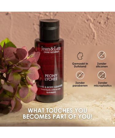 Jean Len Jean & Len Mini Hand & Body Cleanser Peony & Lychee for a Scented Cleansing Experience Body & Hand Soap in a High Quality Bottle Ideal for Travel Romantic Floral Fragrance Vegan 50 ml - Buy Online on GoSupps.com