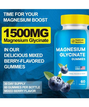 Magnesium Gummies for Relaxation & Muscle Support Blueberry Flavor 60 Gummies - Buy Online on GoSupps.com