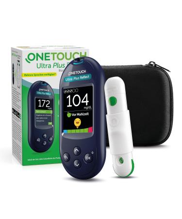 Onetouch Ultra Plus reflect blood sugar measuring device (MG/DL) I Diabetes test set (sugar disease) I 1 blood sugar measuring device + 10 test strips + 1 Stechhilfe + 10 lancets in the case (including batteries) Individual measuring device Measurement un