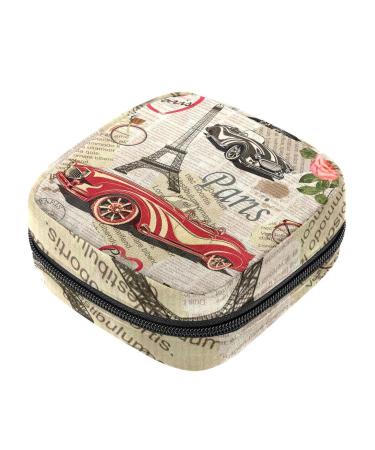 Women taping storage bags paris travel vintage newspaper menstrual cup pocket portable ladies bandage pads storage pockets feminine menstruation first period pocket