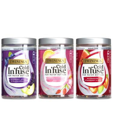 Twinings Cold In'Fuse Selection for Water Bottles 3 Flavours 36 Infusers Blueberry Apple Blackcurrant /Watermelon Strawberry Mint/ Rose Lemonade - Buy Online on GoSupps.com