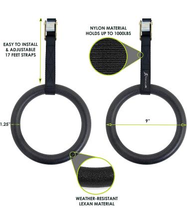 ProsourceFit Gymnastics Rings - Total Body Conditioning at Home | Adjustable Straps | Black - Lexan - Buy Online on GoSupps.com