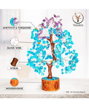 YATSKIA Crystal Tree - Turquoise and Amethyst Gemstone Tree of Life for Spiritual Decor and Good Luck Charms - Buy Online on GoSupps.com