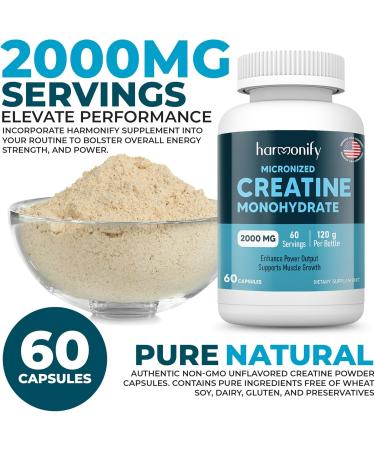 Creatine Monohydrate 2000 mg Powder - Boost Muscle Energy & Cognition | Gluten-Free Keto NSF Certified | 60 Servings - Buy Online on GoSupps.com
