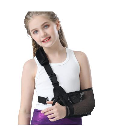Fotgok Kids Mesh Arm Sling with Waist Strap for Elbow Injury Child Size Shower Sling for Shoulder Injury Padiatric Arm Brace Support for Rotator Cuff Torn Dislocated Fracture Large