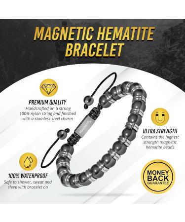 MagnetRX Hematite Bracelet | MAX Strength Magnetic Stones | Beaded Bracelet for Men and Women | Silver Titan 8mm Bead - Buy Online on GoSupps.com