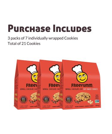 FreeYumm Oatmeal Chocolate Chip Soft Baked Cookies - Gluten-Free Plant-Based Snacks (Pack of 3) | Allergy-Friendly & Safe for School - 21 Individually Wrapped Cookies - Buy Online on GoSupps.com