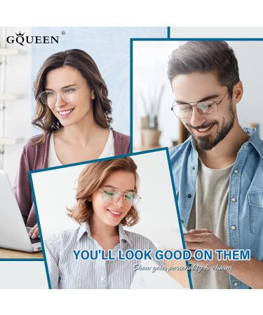 GQUEEN Pilot Style Fake Glasses - Retro Metal Frame UV400 for Men & Women | Non-Prescription Fashion Eyewear - Buy Online on GoSupps.com