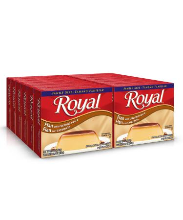 Royal Bilingual Flan Dessert Mix, Caramel Sauce, Family Size, Fat Free 5.5 Ounce (Pack of 12)