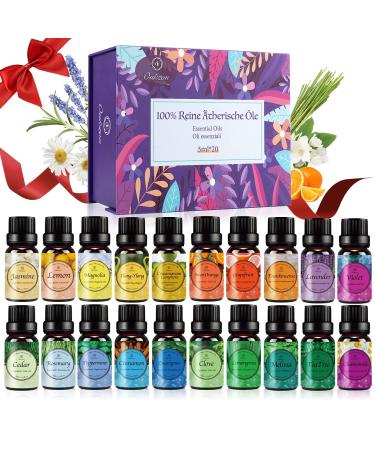 Oukzon essential oils for diffuse 20x5ml fragrance oils for Valentine's Day- Naturrein Pure aroma oils for diffuser humidifier aromatherapy fragrance lamps |Lavender oil tea tree oil tea tree oil and more top 20 5 ml (20 pack)