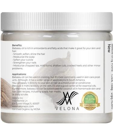 Velona USDA Organic Babassu Oil 16 oz | 100% Pure Carrier Oil for Skin, Hair & Cooking - Buy Online on GoSupps.com