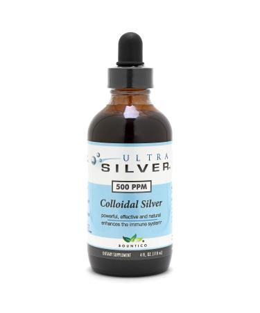 Ultra Silver Colloidal Silver  500 PPM 4 Oz (118mL)  Mineral Supplement  True Colloidal Silver - with Dropper
