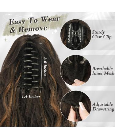BARSDAR Long Curly Wavy Clip in Ponytail Extension - 18'' Brown & Blonde Synthetic Hairpiece for Women | Ideal for Daily & Party Wear - Buy Online on GoSupps.com