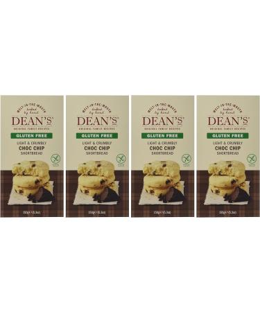 Deans Gluten Free Shortbread Biscuits - Wheat Free 150g Box Chocolate Chip Flavour & Great Texture. All Butter Snack Choc Chip Cookies Slowly Baked By Hand To An Original Scottish Recipe - Buy Online on GoSupps.com